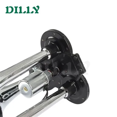 Auto Horn 12V 24V Three Tone Set Universal Modified Truck Train Bus Boat Chrome Plated Silver Three Tube Air Pump Horn best